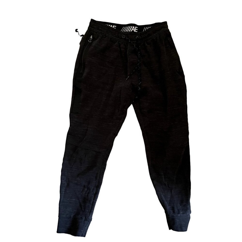 American Eagle black sweatpants zipper pockets workout athleisure pants